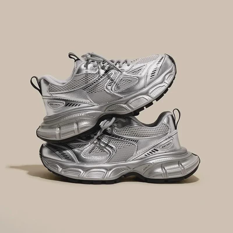 "2025 Spring Girls' and Boys' Mesh Sports Shoes: Trendy Dad-Inspired Design for Kids"