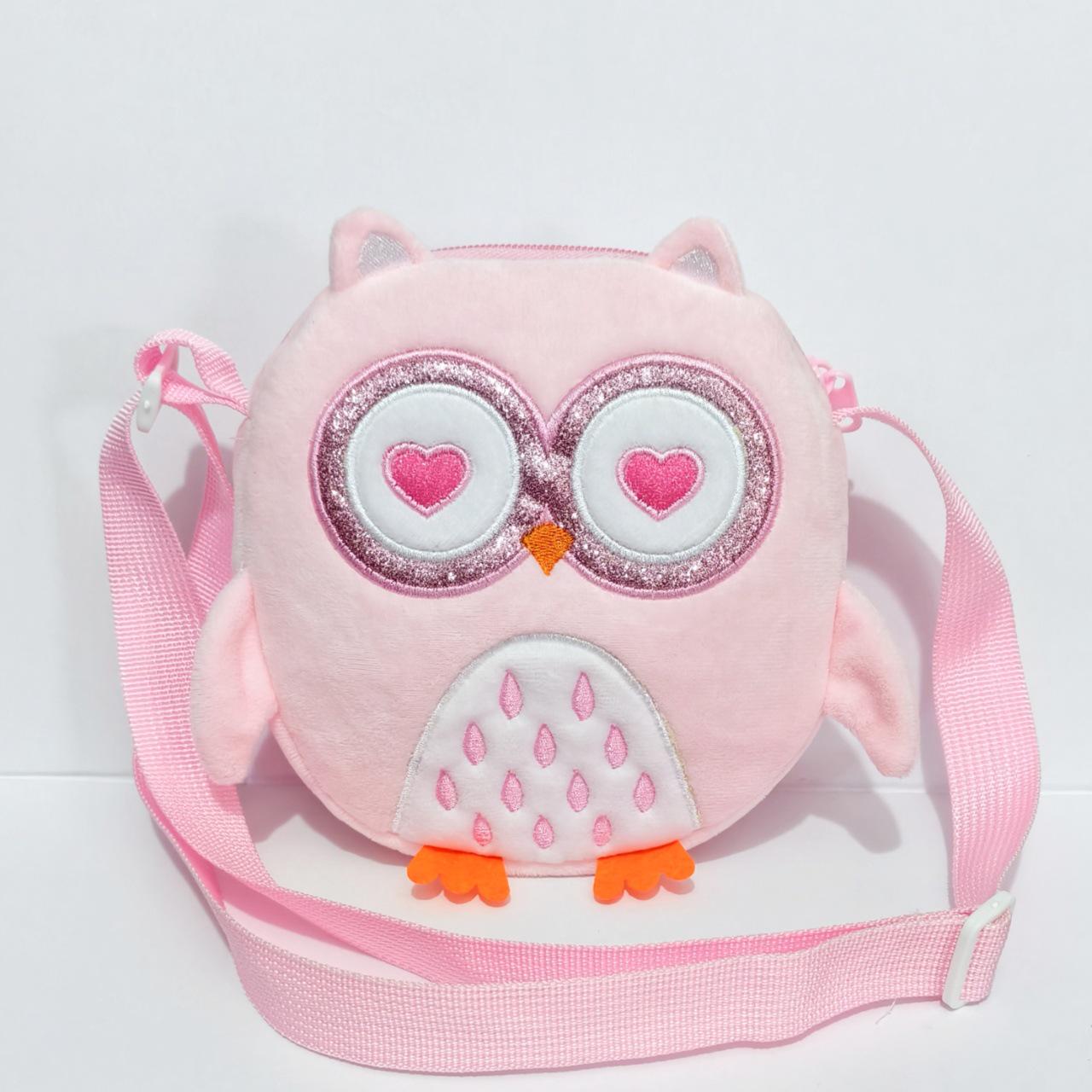 

Плюшевая сумка кроссбоди в корейском стиле с мультяшной совой для детей розовый