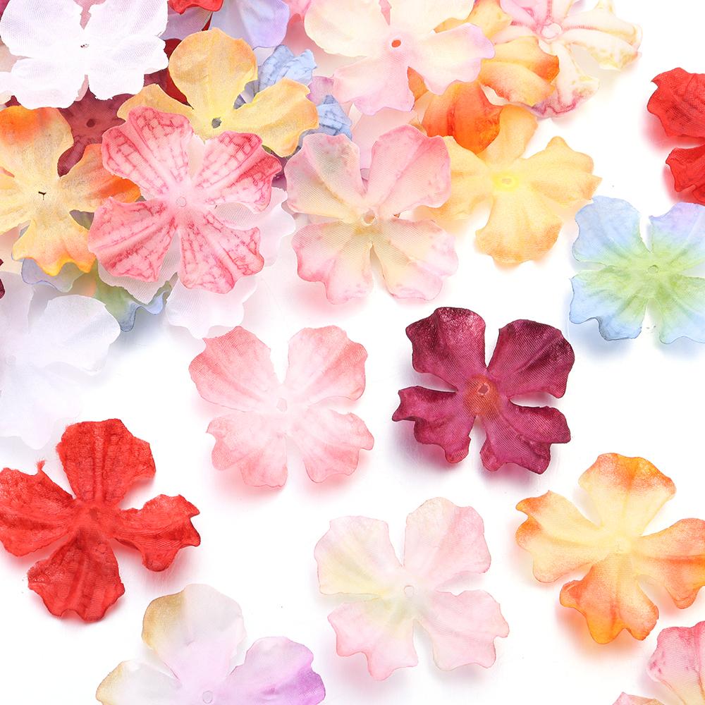 60Pcs Artificial Flower Head for Crafts Headwear Home Wedding Decoration Scrapbooking Clothing Sewing Fake Flowers Accessories