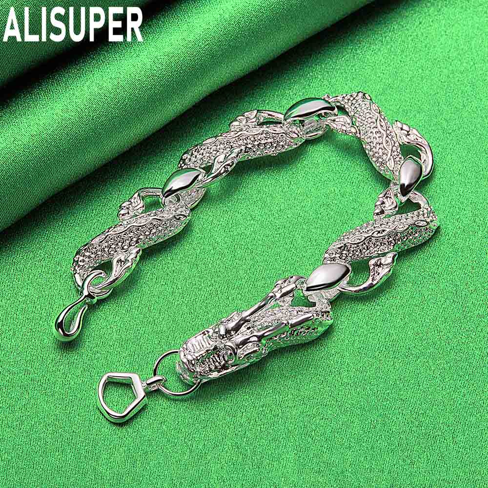 925 Sterling Silver Dragon Side-Show Bracelet - Powerful Gift Jewelry