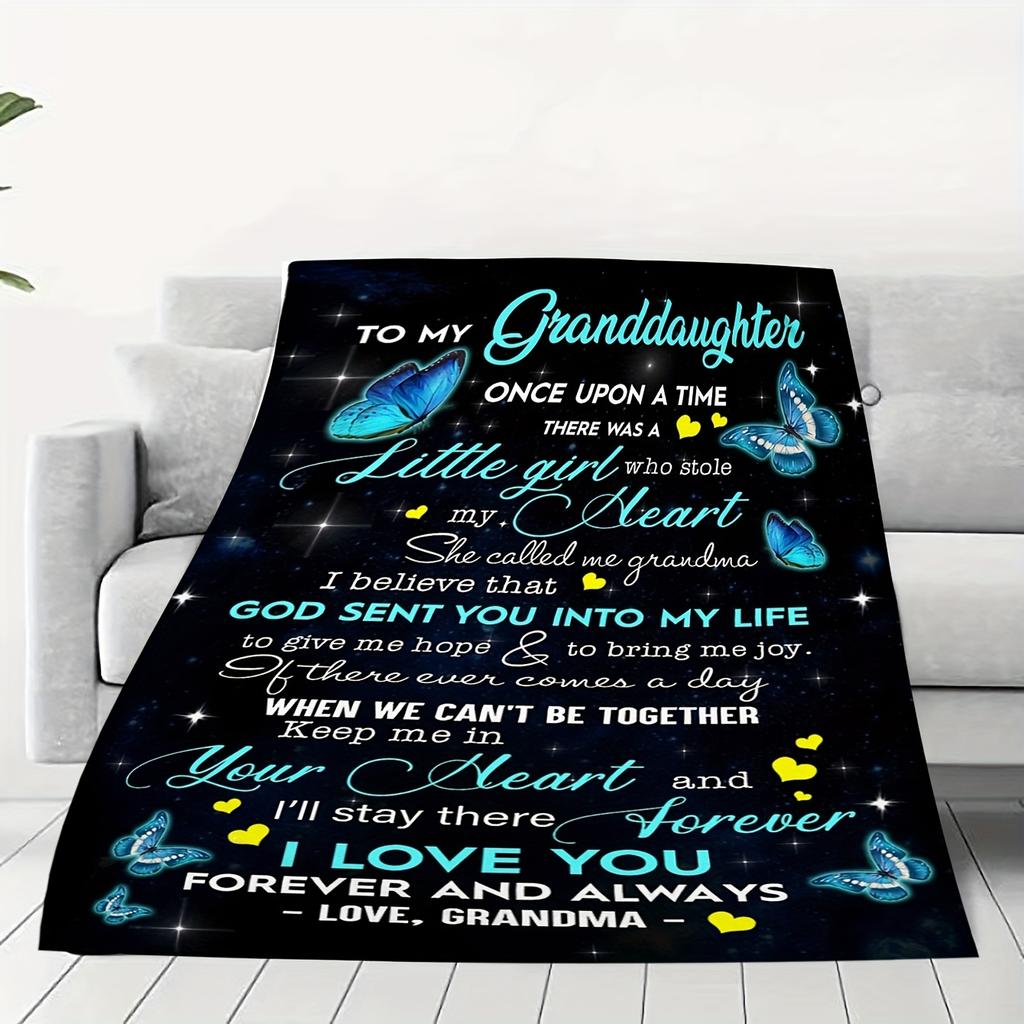 1 piece butterfly pattern envelope printed flannel blanket for my granddaughter grandma blanket, soft blanket nap blanket sofa b