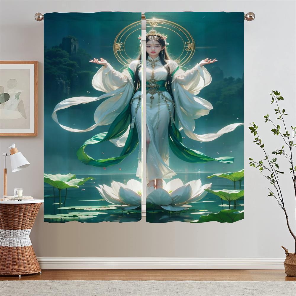 

Шторы из ткани «Лотосовая фея» для украшения гостиной, готовые шторы, недорогие вещи с бесплатной доставкой для домашнего интерьера, шторы W50xH70cmx2pcs-CL