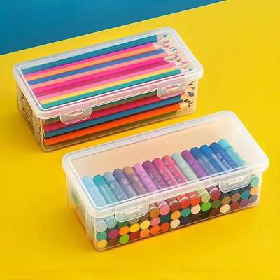 Transparent Pencil Case Box Large-capacity Stackable Storage Box Office School Pencil Case Supplies Pencil Storage