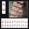 Luxury Resuable Black French Artificial Nails with Glitter Wave Design | Reusable Stick On Nails Set