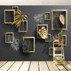 Mural Wallpaper Modern 3D Geometric Figure Black Leaf Wall Painting Living Room TV Sofa Bedroom Home Decor Fresco Papel De Parede 3 D