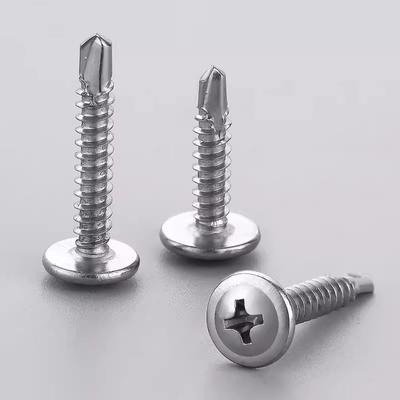 50PCS Stainless Steel Self Tapping Screws Flat Head Round Washer Metal Screws Cross Phillips High-Strength Self Drilling Screws