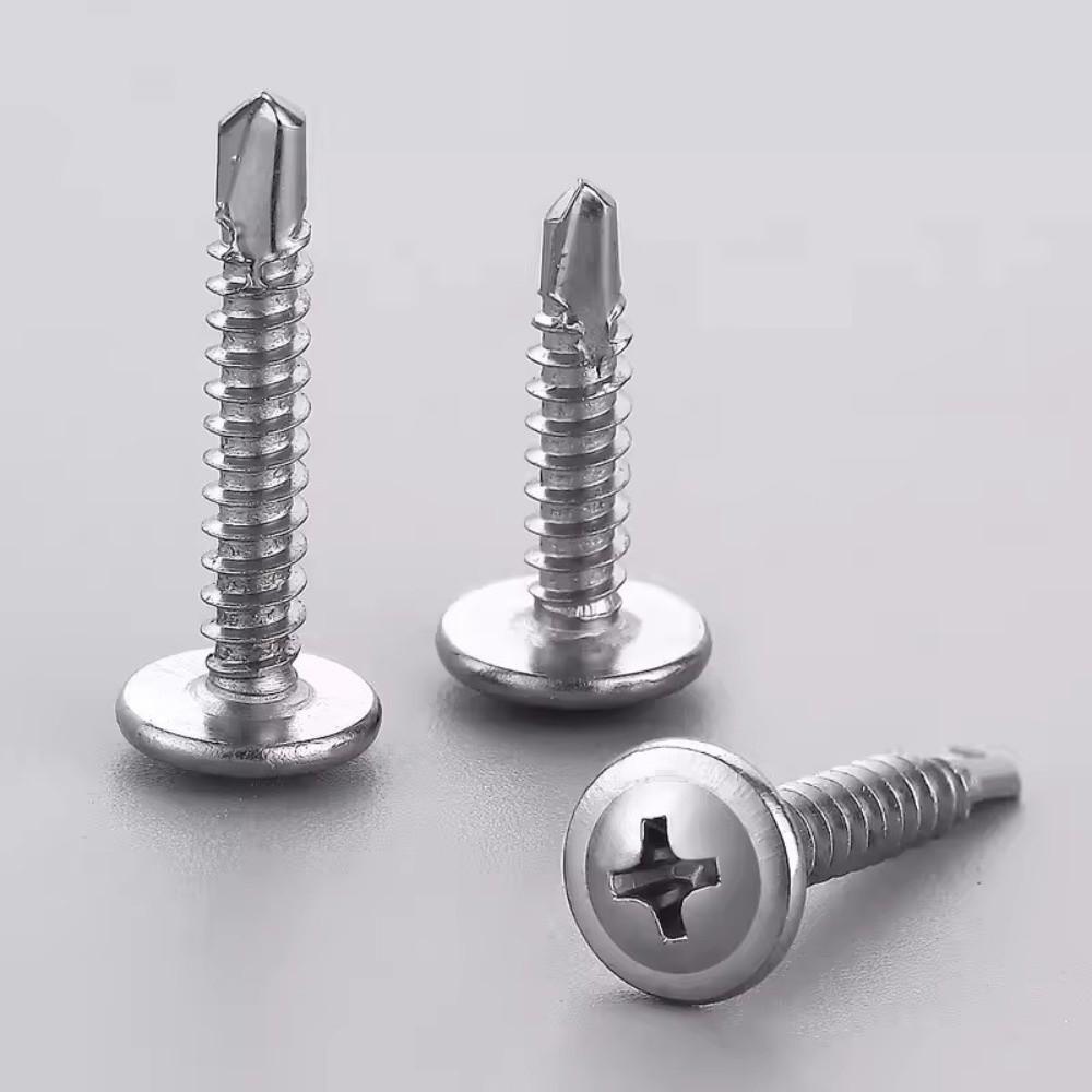 50 Stück Edelstahl Selbstschneidende Schrauben Flachkopf Rundkopf Metallschrauben Kreuzschlitz Phillips Hochfeste Selbstbohrende Schrauben