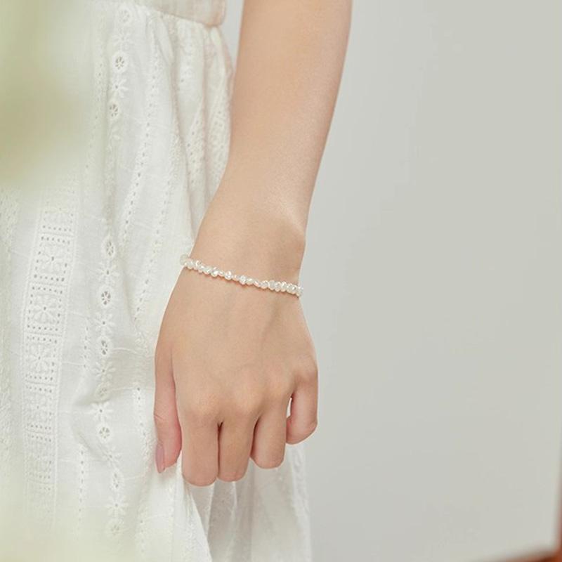 Hengsheng 5-6mm Baroque Freshwater Pearl Bracelet 16cm 18cm 20cm 4cm Extend Chain 925 Sterlinng Silver Pearl Bracelet for Women