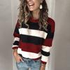 Fashion Women  Long Sleeve Striped Print Casual Knitted Loose Sweater Top