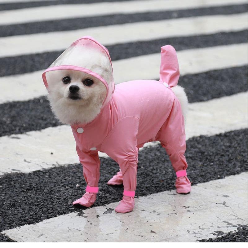 All-inclusive Pet Cat Dog Four-legged Raincoat Rain Shoes Teddy Bear French Bulldog Outdoor Dog One-piece Raincoat Waterproof Supplies