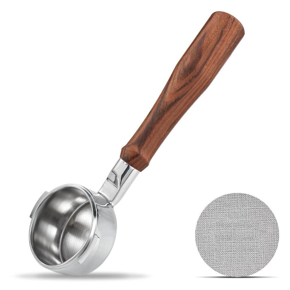 Bottomless Stainless Steel Coffee Handle W/ Wood Grip for Breville 9 Set + Multifunctional Extraction Mirror, Barista Parts - YJKJ-yg126