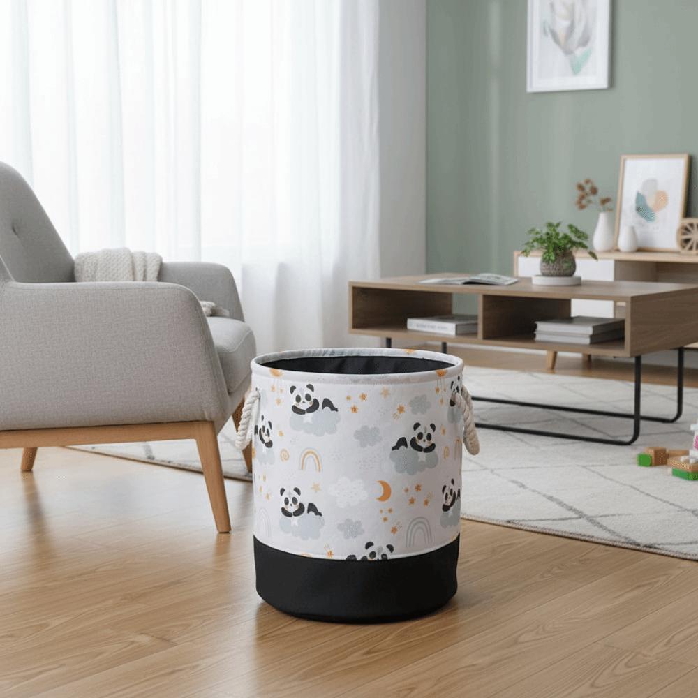 Portable Canvas Laundry Basket Cartoon Organizer Basket Cute Toys Storage Basket Bedroom