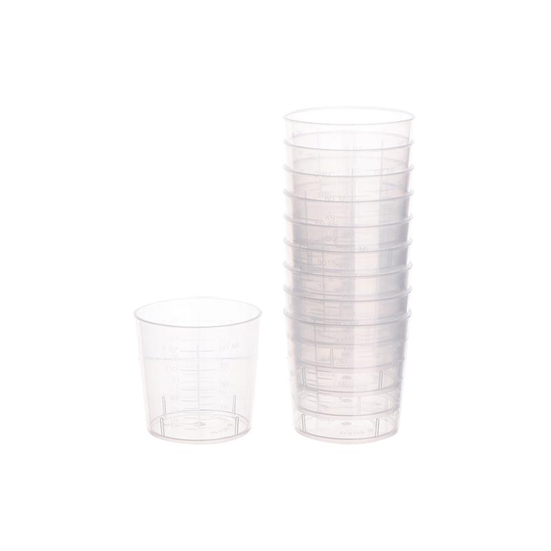 10Pcs 60Ml Measuring Cup Transparent Plastic Scale Beaker Cups Lab Graduated Liquid Container Without Handle Kitchen Baking Tool