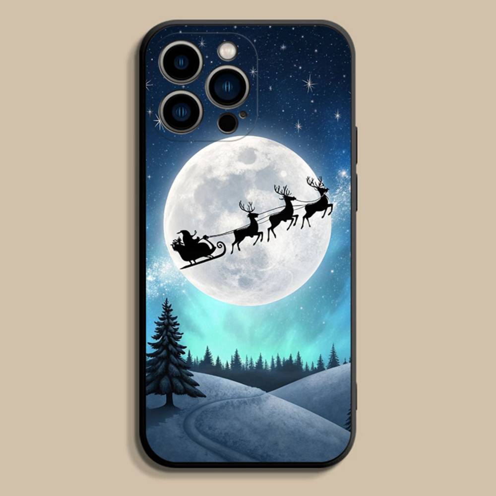 Christmas Santa Claus Phone Case For iPhone 17,16,15,14,13,12,Pro,Max,Plus,E,SE4,Air,Mini Black Soft Cover