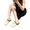 Retro small leather shoes spring new ladyshoes one word with soft leather low heel Mary Jane single shoes women