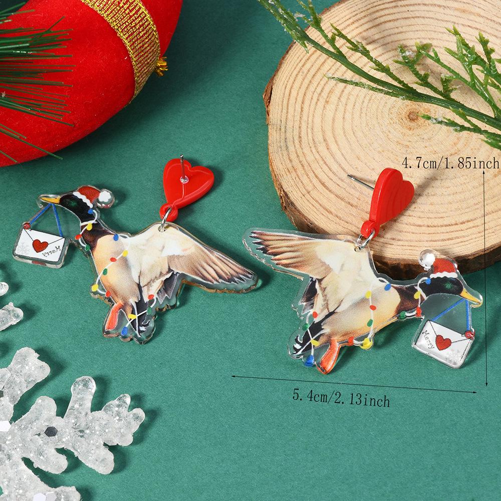 

Европейские и американские преувеличенные веселые рождественские животные мультяшные фонарики лось кошка журавль собака акриловые двухсторонние серьги серьги