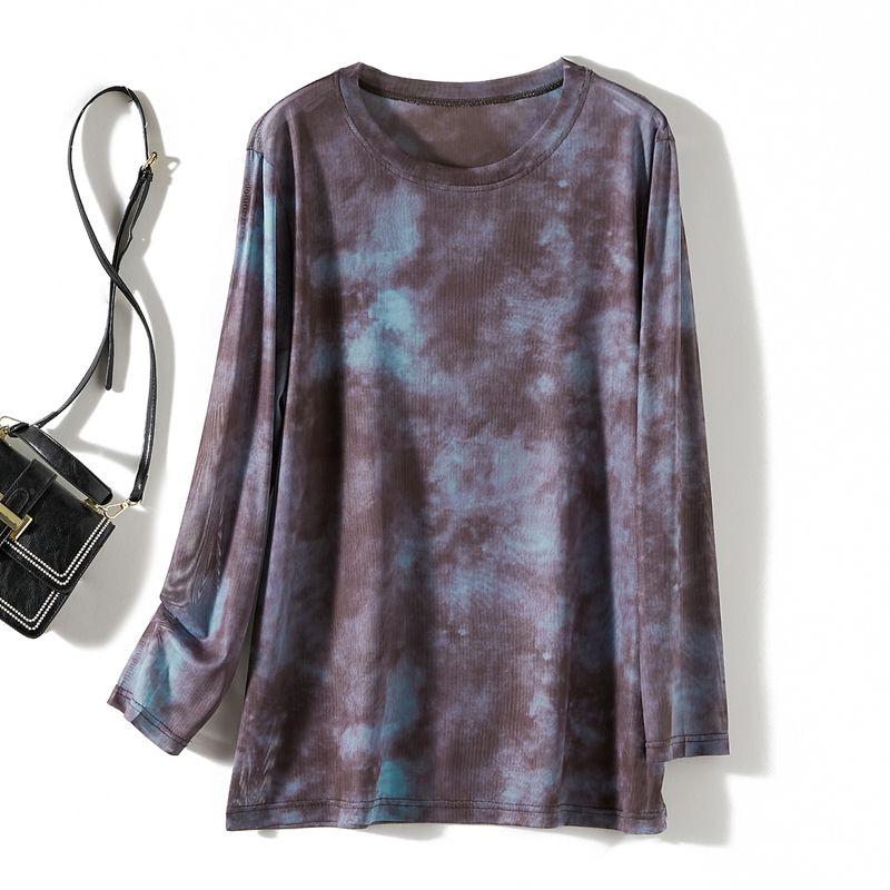 

Ink Color Sun Protection Shirt! Fashion Girls Long Sleeves round Neck Stretch Seckill Loose T-shirt Spring and Summer New Tops Color L