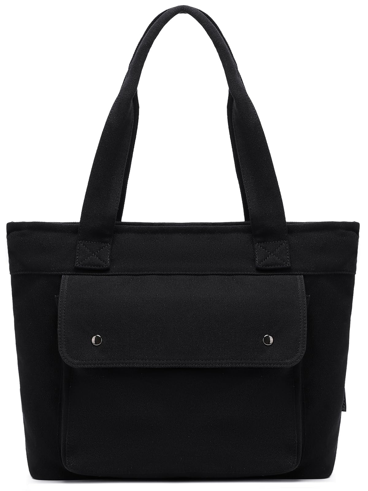 

С внутренними и внешними карманами правильная сумка-тоут Холщовая Хлопковая Однотонная Плотная Большая вместимость Сумка-тоут для поездки на ночь Холщовая сумка-тоут Эко-сумка Холщовая сумка через плечо чёрный