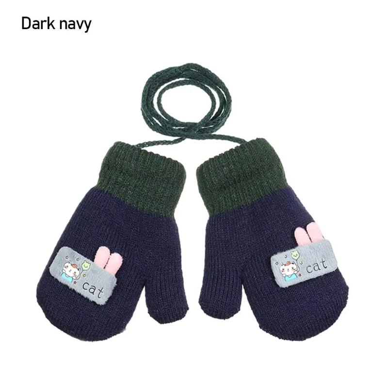 Thicken Mittens for Children Kids Mittens Winter Cute Knitted Gloves Toddler Warm Rope 1-3Years Boy Girl Baby Hand Gloves