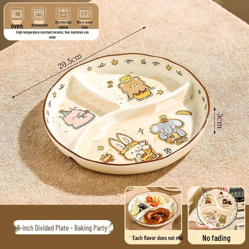 HANDUNYOU Baking Party Cartoon Divided Breakfast Plate