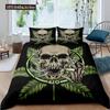Duvet Cover Set Black Skull SkeletonPaisley Floral Gothic Luxury Soft Bedding Set Comforter Cover Halloween Decor,Queen Size