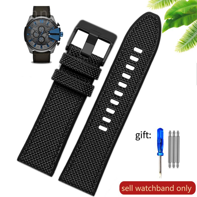 

Canvas Silicone Watch Strap for DIESEL Dz4500 Dz4506 DZ7420 Men s Officer Series 24 26mm 28mm Accessories Nylon Watchband 24mm