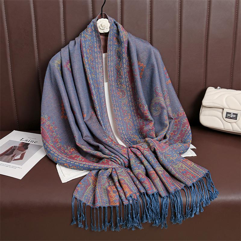 Women Paisley Scarf Cashmere Feeling Pashmina Shawls Tassel Hijab Head Wraps Femme Winter Scarves Foulard Bufanda