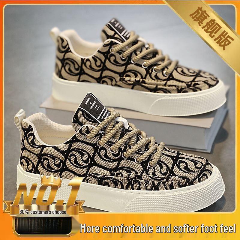 Herren 2024 Sommer Canvas Schuhe: Atmungsaktives Gewebe, Dicke Sohle Trendige Gewebte Freizeit-Sneaker