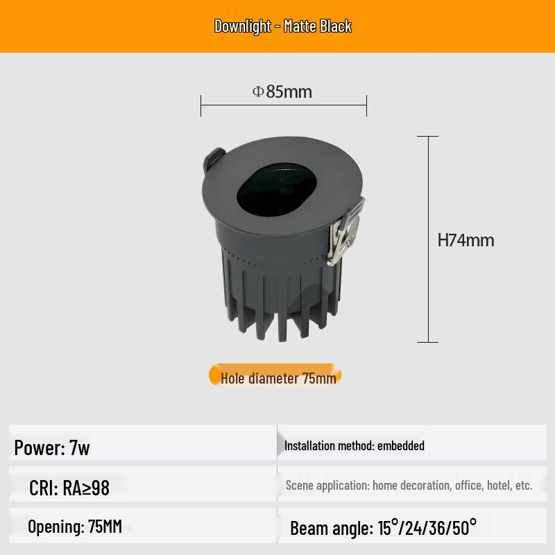 

Smart Recessed Anti-Glare Full Spectrum Gypsum Spotlight for Living Room 6000K, CRI 95-98, Puri Chip + Igor
