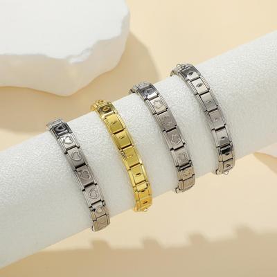 Beliebte Edelstahl-Modul-Armbandband in Herzform, elastisch