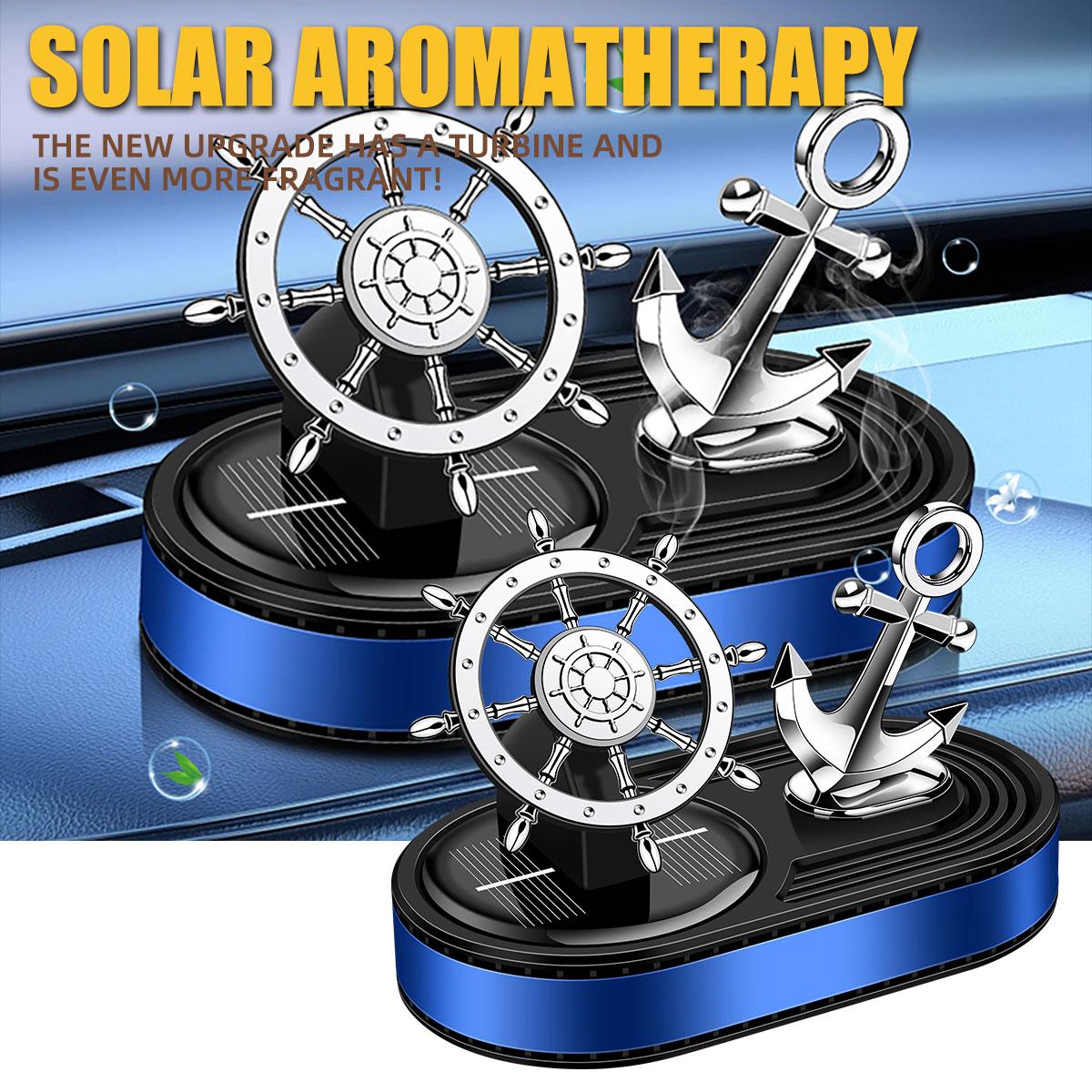 1PCS Ship Anchor Car Air Freshener Solar Rotating Lasting Car Interior Dashboard Center Console Decoration Accessories rosso