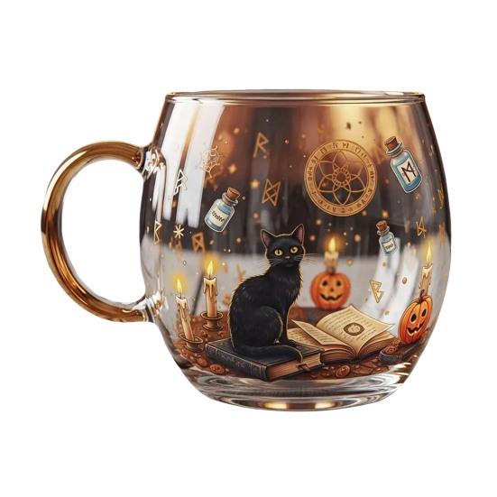 

Кружка на Хэллоуин Смешная чашка для чая и кофе 400 мл Расписанная вручную Жуткая стеклянная чашка для горячих и холодных напитков Подарок на рождественскую вечеринку Наполнитель для чулка E