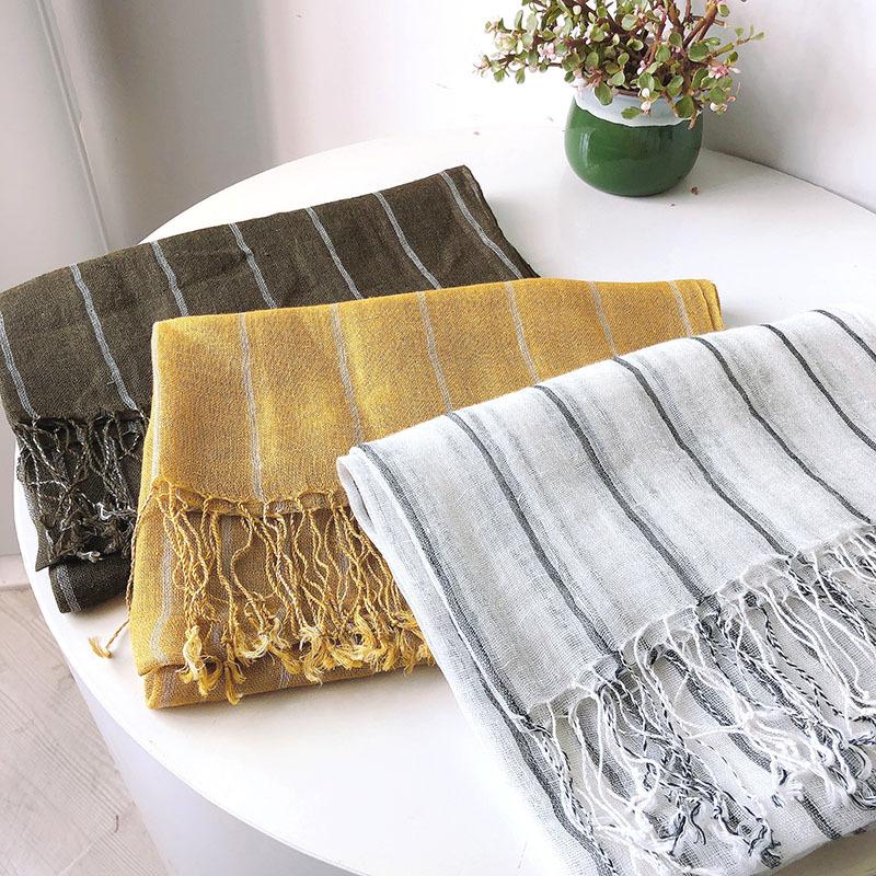 Frühling/Sommer Leinen gestreifter Schal