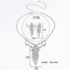 3PC Women's Fashion Design Geometric Tassel Necklace Earrings Zircon Set, Suitable for Wedding, Party, Festival Gifts
