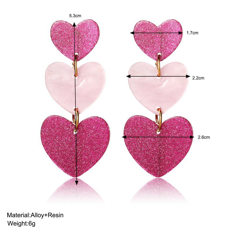 Colorful Valentine's Day Acrylic Heart Earrings with Textured Pendant