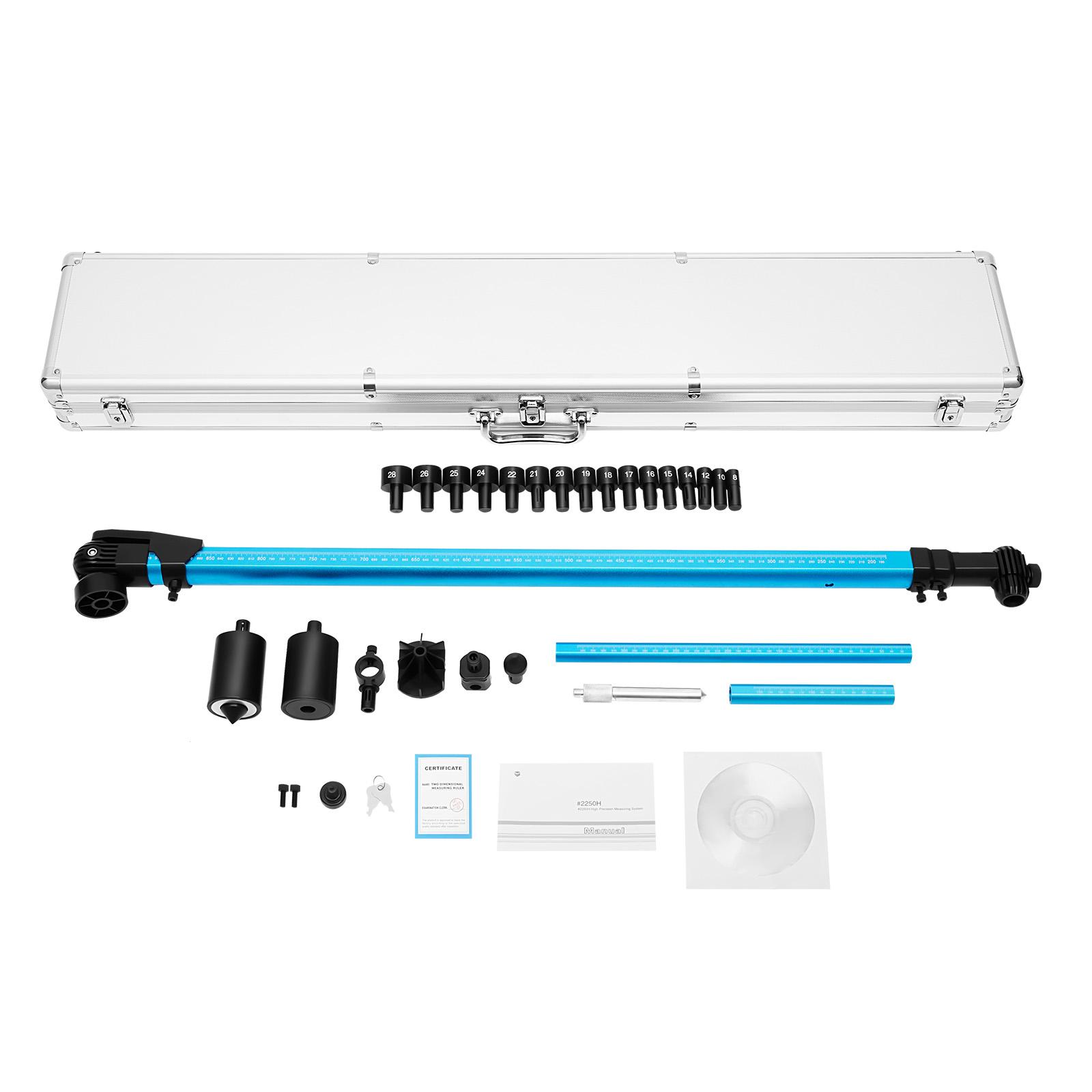 Car Body 2D Measuring Ruler System with CD Aviation Aluminum Vehicle Repairing Measuring System Portable Car Frame Repair Tool синий