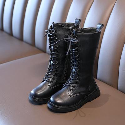 Girls Snow Boots PU Leather Solid Children Shoes Fashion Zipper Knee-high Kids Boots for Boys Kids Winter Boots Size 26-36