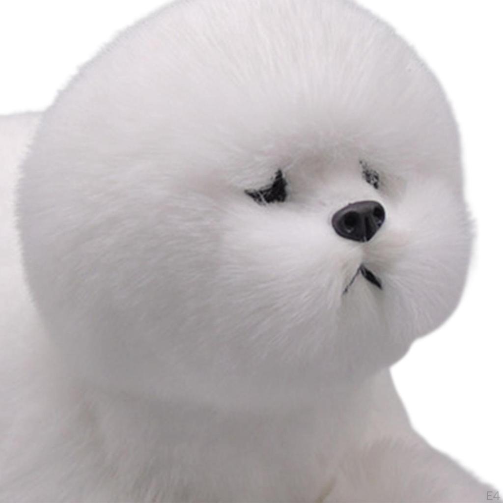 Catel realist Animal de pluș Companion Interactiv Decorare Simulare Câine Alb Jucărie de plus pt