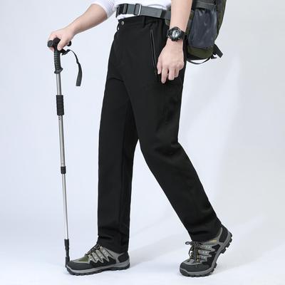 Men's Windproof Outdoor Softshell Hiking Pants, Autumn/Winter Velvet-Lined, Plus Size, Casual Sportswear