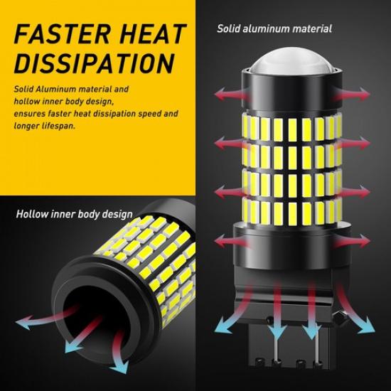 102H 3157 3156 LED Reverse Bulb Backup Signal 2800LM Light 6000K Pair 12V Bright