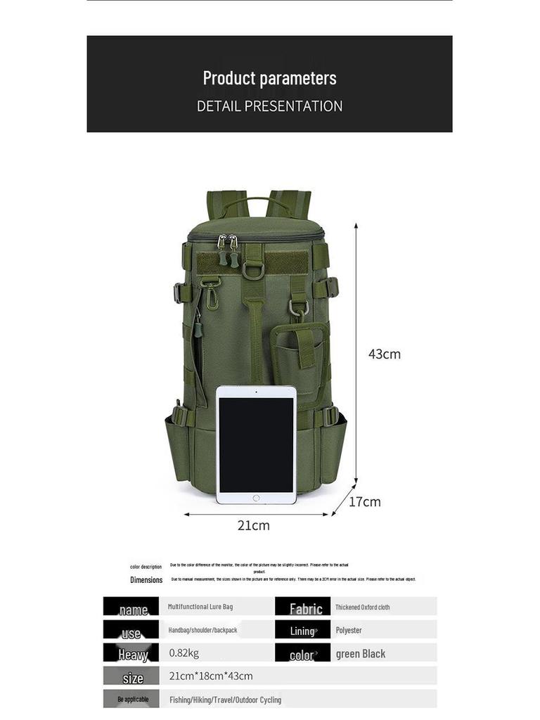 Extra Large Fishing Backpack with Rod Holder and Lure Storage