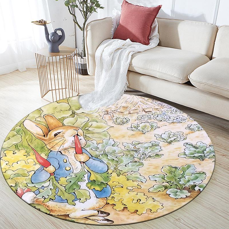 Peter Rabbit2 Round Area Rug,Carpet Rug for Living Room Bedroom Sofa Playroom Decor,Non-slip Floor Mat