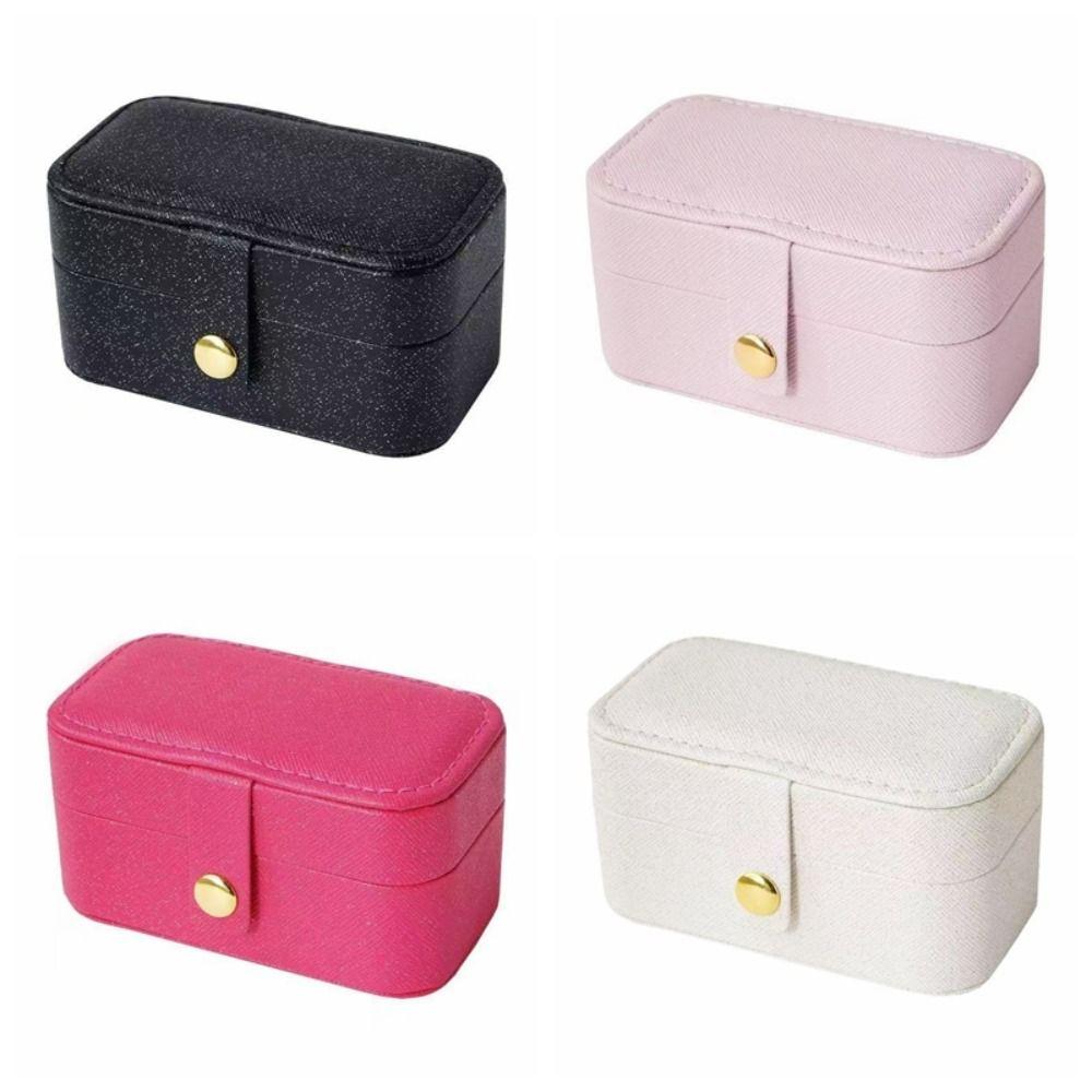 PU Leather Ring Necklace Case Solid Color Jewelry Display Case Simple Earrings Holder  Travel