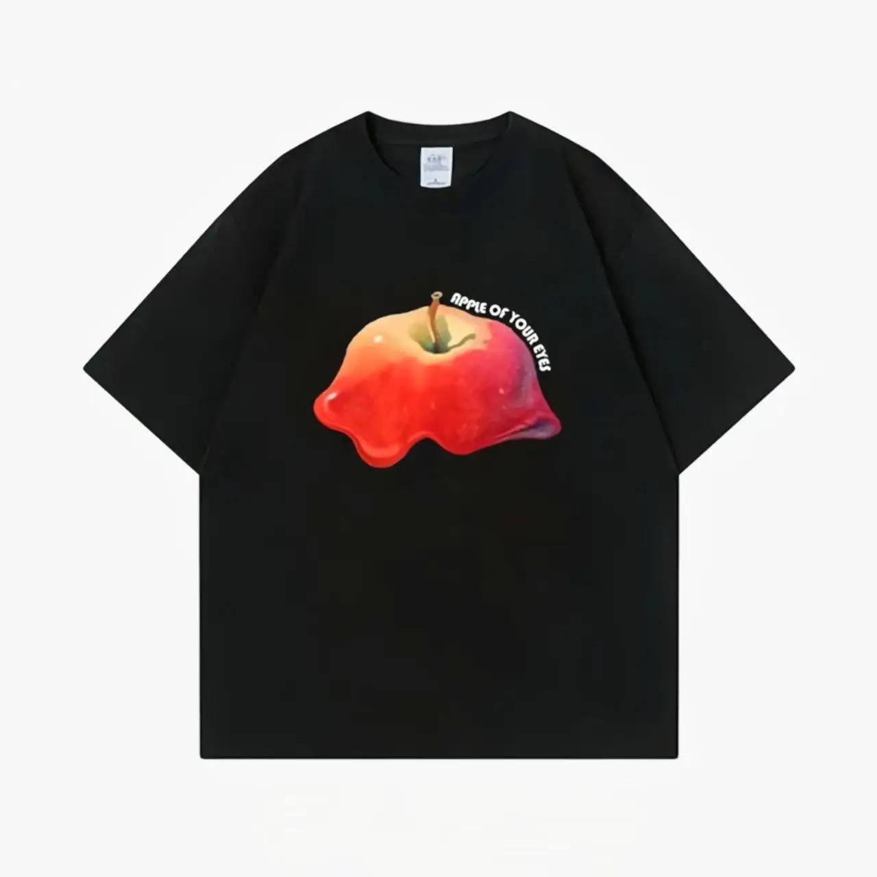 

Red Apple Tshirt about To Melt Fruit Party Top Short Sleeved Summer Tshirt Red Apple Round Neck Top S