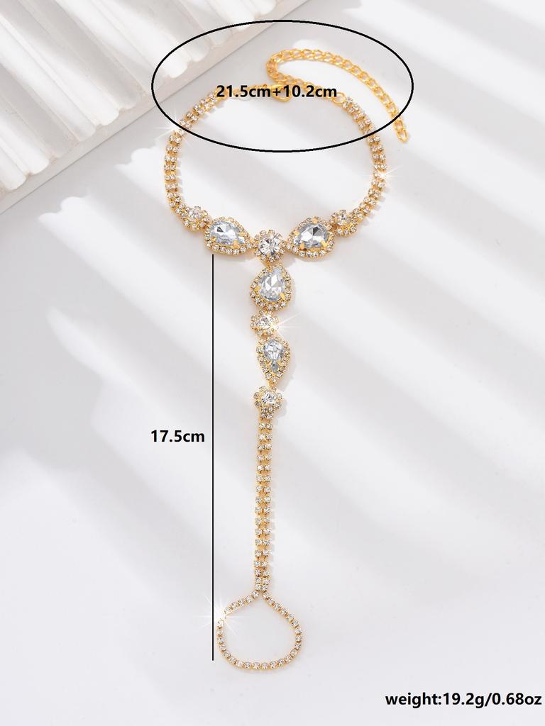 1PC Women's Fashion Trendy Waterdrop Foot Chain Zircon Accessories Suitable for Date, Party, Festival Gifts