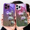 Full Moon Rose Purple Cangling Green for Iphone 15 14 13 12 11 Pro Max X XS XR 7 8 Plus 2020 2022 SE Tempered Glass Phone Case