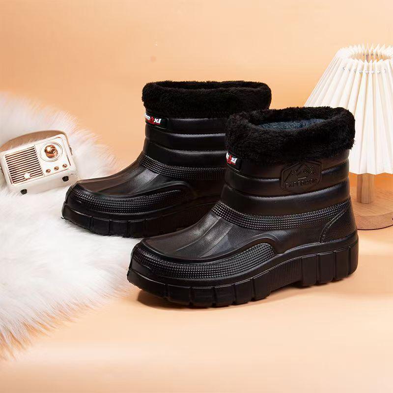 Men's Waterproof Winter High-Top Snow Boots: Non-Slip, Wear-Resistant, Plush Velvet Lining, Lightweight