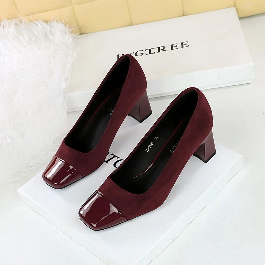 

Женские замшевые туфли с неглубокой горловиной, с цветными блоками, квадратным носком, на толстом каблуке средней высоты, с модным леопардовым принтом, для женщин 40 красный