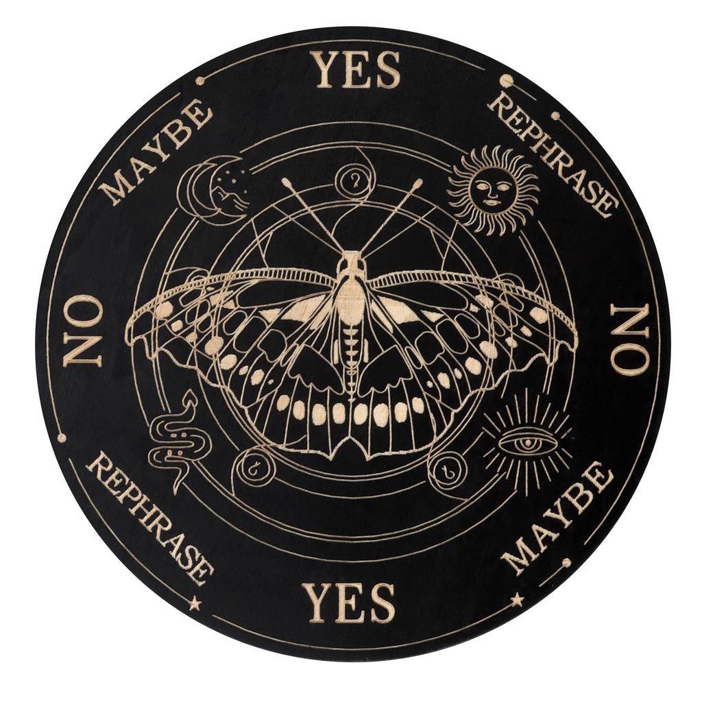 Tablero de Péndulo de Madera Luna Estrella Adivinación Energía Placa Tallada Tablero de Meditación Curativa Adornos Altar Metafísico Tablero Ouija