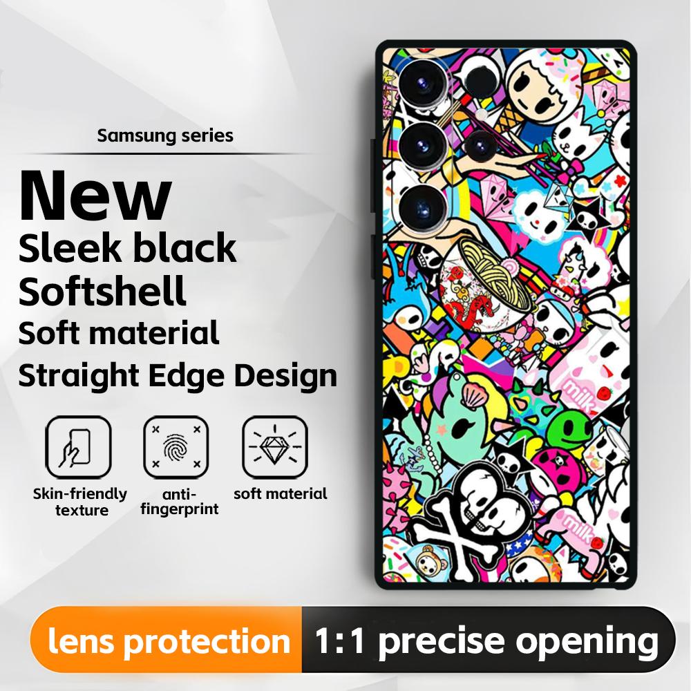Japan Cute T-Tokidoki Phone Case For Samsung Galaxy S25 S24 S23 S22 S21 S20 Plus Ultra Note20 Soft Black